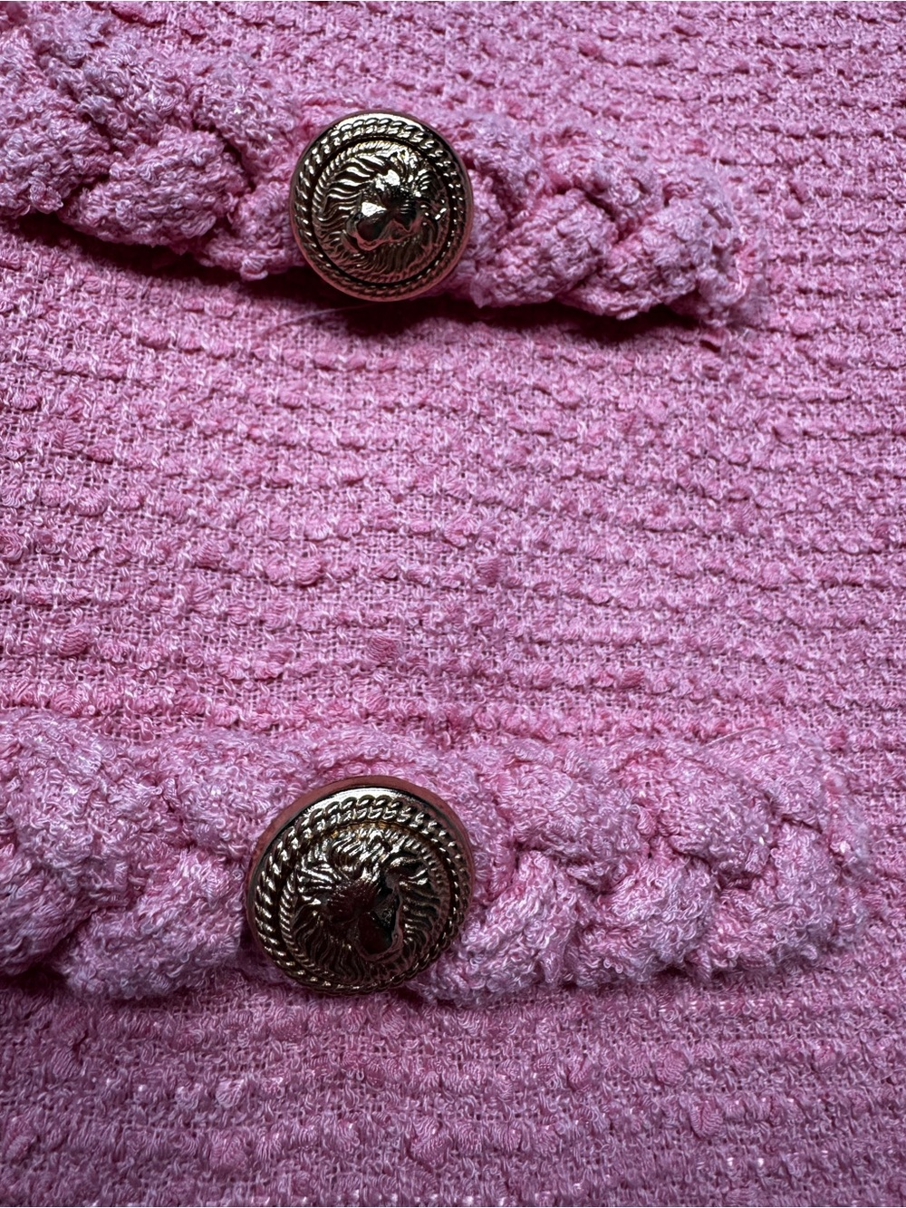 Tuckernuck Blossom Pink Tweed Jackie Dress Size M Gold Buttons - Picture 2 of 14